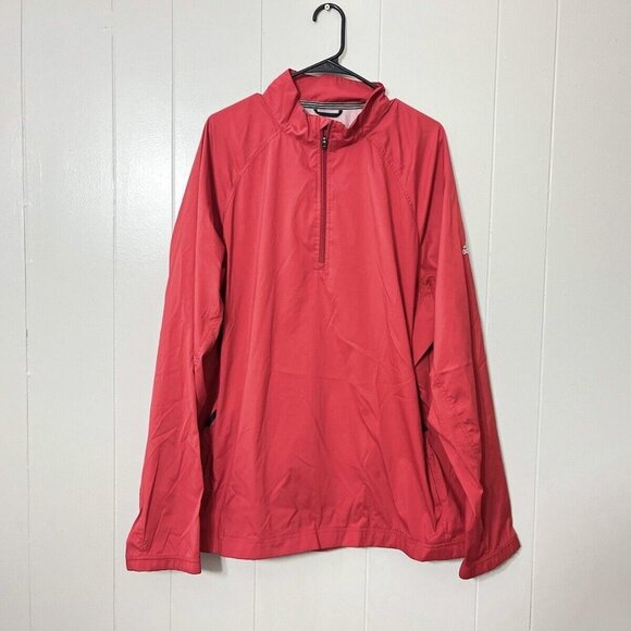 Adidas Climaproof Windbreaker Golf Jacket 1/4 Quarter Zip Mens Red Size XL EUC - Picture 1 of 14